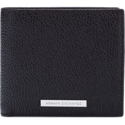 Armani Exchange Portfel Czarny. Czarne portfele męskie Armani Exchange, bez wzorów, ze skóry. Za 333,95 zł.