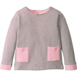 Bluzy dziewczęce: Bluza dresowa bonprix jasnoszary melanż – pudrowy jasnoróżowy