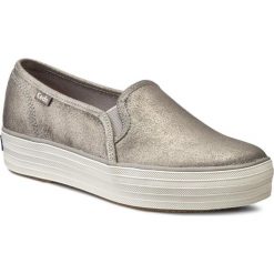 Tenisówki KEDS - Triple Deck WH54727 Met Lea Slvr. Szare półbuty damskie Keds, bez wzorów, ze skóry, bez zapięcia. W wyprzedaży za 159,00 zł.