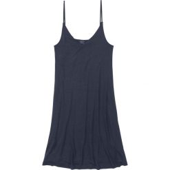 Koszula nocna z wiskozy bonprix ciemnoniebieski. Niebieskie koszule nocne damskie bonprix, bez wzorów, z wiskozy, z okrągłym kołnierzem, bez rękawów. Za 44,99 zł.