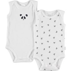 Body (2 szt.) w kolorze białym. Białe body niemowlęce Schiesser Girls, z nadrukiem, z bawełny, bez rękawów. W wyprzedaży za 35,95 zł.
