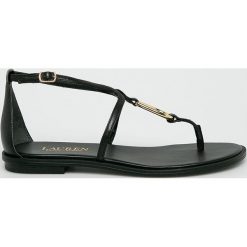 Lauren Ralph Lauren - Sandały. Czarne klapki damskie Lauren Ralph Lauren, bez wzorów, ze skóry, bez obcasa, na szpilce. W wyprzedaży za 339,90 zł.