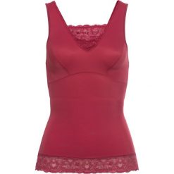 Top shape Level 2 bonprix ciemnoczerwony. Czerwone topy damskie bonprix, bez wzorów, z koronki, bez kołnierzyka. Za 44,99 zł.