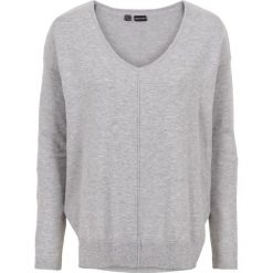 Sweter w serek bonprix jasnoszary melanż. Szare swetry oversize damskie bonprix. Za 74,99 zł.