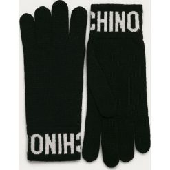 Moschino - Rękawiczki. Czarne rękawiczki damskie MOSCHINO, z nadrukiem, z wiskozy. Za 399,90 zł.