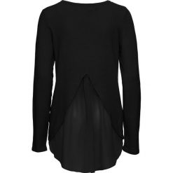 Sweter z szyfonową wstawką bonprix czarny. Czarne swetry klasyczne damskie marki bonprix, z szyfonu. Za 79,99 zł.