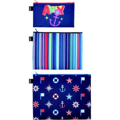 Saszetki Zip Pockets 3 szt. Nautical. Saszetki damskie LOQI, bez wzorów, eleganckie, średnie, bez dodatków. Za 63,00 zł.
