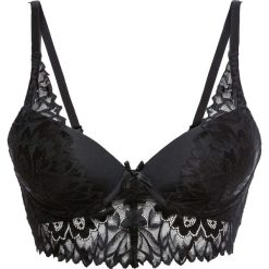 Biustonosz usztywniany: MUST HAVE bonprix czarny. Czarne biustonosze bonprix, z koronki. Za 54,99 zł.