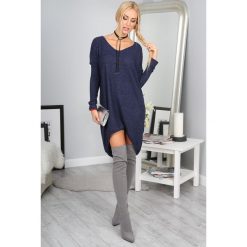 Sukienka oversize granatowa 1011. Szare sukienki damskie Fasardi, xl, bez wzorów, bez kołnierzyka, bez rękawów, oversize. Za 79,00 zł.