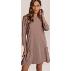 Brązowa Sukienka Zarinsyss. Pomarańczowe sukienki damskie Renee, xl, bez wzorów, bez kołnierzyka, bez rękawów, mini. Za 69,99 zł.