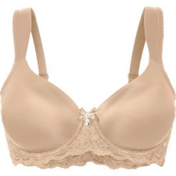 Biustonosz usztywniany bonprix cielisty. Brązowe biustonosze bonprix, bez wzorów. Za 59,99 zł.