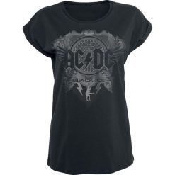 AC/DC Black Ice Koszulka damska czarny. Czarne bluzki z odkrytymi ramionami marki AC/DC, s, z nadrukiem, rockowe, z okrągłym kołnierzem. Za 89,90 zł.