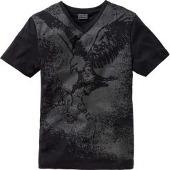 T-shirt Slim Fit bonprix czarny z nadrukiem. Czarne t-shirty męskie bonprix, s, z nadrukiem, bez kołnierzyka. Za 44,99 zł.