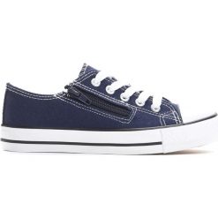 Granatowe Trampki Made Off. Niebieskie buty sportowe chłopięce marki Born2be, z materiału, z okrągłym noskiem, na zamek. Za 29,99 zł.