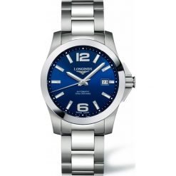 LONGINES Conquest L3.676.4.99.6. Niebieskie zegarki męskie marki LONGINES, ze stali. Za 4260,00 zł.
