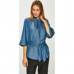 Tommy Hilfiger - Bluzka. Niebieskie bluzki damskie TOMMY HILFIGER, bez wzorów, z lyocellu, casualowe, bez kołnierzyka, bez rękawów. W wyprzedaży za 399,90 zł.