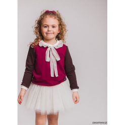 Bluzy dziewczęce rozpinane: Bordowa bluza dresowa z falbanką