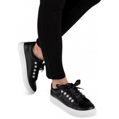 Buty sportowe damskie N/M R193 Czarne. Czarne buty sportowe damskie N/M, z aplikacjami, z tworzywa sztucznego, eleganckie. Za 55,00 zł.