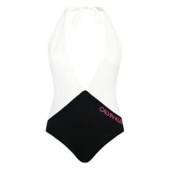 Calvin Klein jednoczęściowy strój kąpielowy damski KW0KW00975 Plunge Front One Piece M Biały. Białe stroje kąpielowe damskie Calvin Klein, m, bez wzorów, eleganckie. Za 439,00 zł.