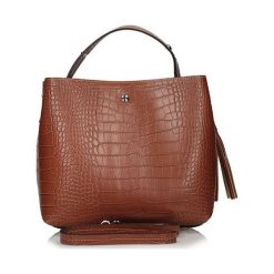 TOSCANIO B11 rudy, kuferek damski. Czerwone kosmetyczki damskie Toscanio, w paski, ze skóry. Za 269,90 zł.