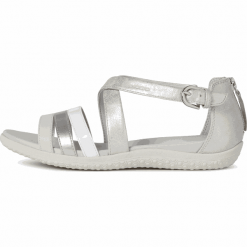 Geox sandały damskie Sandal Vega D02R6D 0PVHH 37 srebrne. Szare sandały damskie Geox, bez wzorów, bez obcasa, bez zapięcia. Za 309,00 zł.