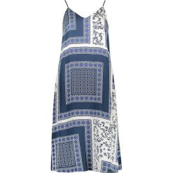 Sukienka w kolorze niebiesko-białym. Niebieskie sukienki damskie Marc O'Polo, bez wzorów, z wiskozy, bez kołnierzyka, bez rękawów. W wyprzedaży za 395,95 zł.