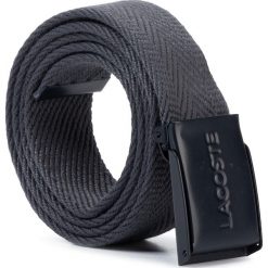 Pasek Męski LACOSTE - RC2116 Ebony D23. Szare paski męskie Lacoste, w paski, z materiału. Za 199,00 zł.