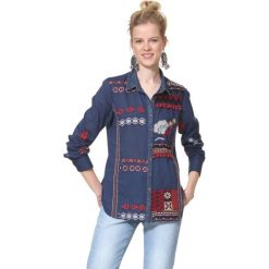 Desigual Peru Koszula Niebieski. Niebieskie bluzki damskie Desigual, xs, z haftami, z bawełny. Za 464,95 zł.