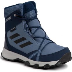 Buty adidas - Terrex Snow CP Cw K G26587 Tecink/Cblack/Conavy. Niebieskie kozaki dziewczęce Adidas, bez wzorów, ze skóry ekologicznej, bez obcasa. W wyprzedaży za 279,00 zł.