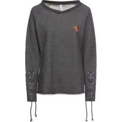 Bluza ze sznurowaniem bonprix szary melanż. Szare bluzy damskie bonprix, bez wzorów, bez rękawów, bez kaptura. Za 44,99 zł.