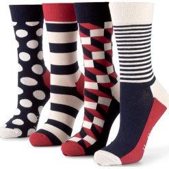 Zestaw 4 par wysokich skarpet unisex HAPPY SOCKS - XBDO09-6000 Kolorowy. Szare skarpetki damskie marki Happy Socks, bez wzorów, z elastanu. Za 119,90 zł.