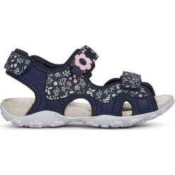 Geox - Sandały dziecięce. Niebieskie sandały dziewczęce Geox, ze skóry, bez zapięcia. Za 259,90 zł.