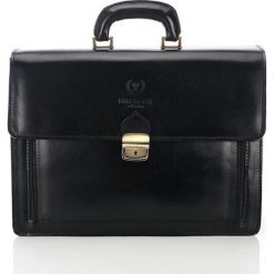 Skórzana teczka aktówka męska PAOLO PERUZZI GA160 czarna. Czarne aktówki męskie w paski, ze skóry, eleganckie. Za 399,99 zł.