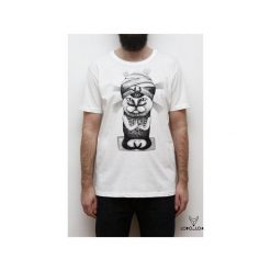 Koszulka z kotem GURU. Białe koszulki męskie marki Lobo loco, s, z nadrukiem, z bawełny, bez kołnierzyka. Za 85,00 zł.