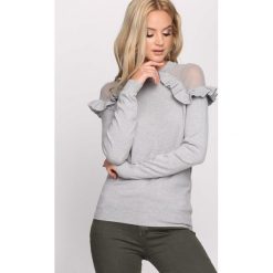 Szary Sweter Hold On Hope. Szare swetry klasyczne damskie marki Born2be, l, z falbankami. Za 59,99 zł.