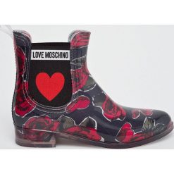 Love Moschino - Kalosze. Szare kalosze damskie marki Love Moschino, z materiału. W wyprzedaży za 399,90 zł.
