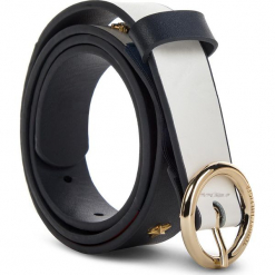 Pasek Damski TOMMY HILFIGER - Corporate Round Back AW0AW05883 901. Czarne paski damskie TOMMY HILFIGER, w paski, ze skóry. Za 229,00 zł.