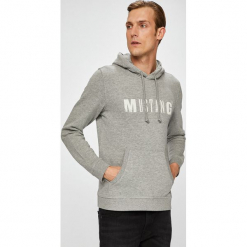 Mustang - Bluza. Szare bluzy męskie Mustang, s, z nadrukiem, z bawełny, z kapturem, bez rękawów, z kapturem. W wyprzedaży za 179,90 zł.