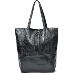 Shopper bag damskie: Skórzana torebka w kolorze czarnym – (S)37 x (W)41 x (G)12 cm