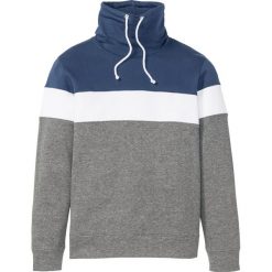 Bluza ze stójką bonprix szary melanż - biało-niebieski wzorzysty. Szare bluzy męskie bonprix, s, bez wzorów, ze stójką, bez rękawów, bez kaptura. Za 99,99 zł.