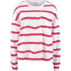 Szeroka bluza, długi rękaw bonprix biel wełny - czerwony. Białe bluzy damskie bonprix, bez wzorów, z wełny, z długim rękawem, długie, bez kaptura. Za 49,99 zł.