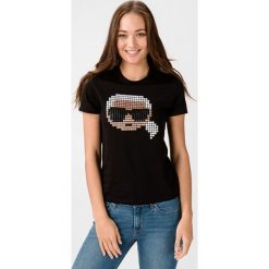 Karl Lagerfeld K/Pixel Koszulka Czarny. Czarne koszulki damskie KARL LAGERFELD, m, z aplikacjami, z bawełny, bez kołnierzyka, z krótkim rękawem. Za 435,95 zł.