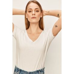 Answear - T-shirt. Białe bluzki damskie ANSWEAR, s, bez wzorów, z bawełny, bez kołnierzyka, z krótkim rękawem. Za 49,90 zł.