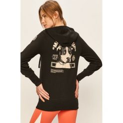 Reebok - Bluza. Czarne bluzy damskie Reebok, s, z nadrukiem, z elastanu, bez rękawów, z kapturem. Za 249,90 zł.