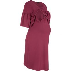Sukienka shirtowa ciążowa i do karmienia na uroczyste okazje bonprix bordowy. Czerwone sukienki damskie bonprix, bez wzorów, bez kołnierzyka, moda ciążowa, bez rękawów. Za 79,99 zł.