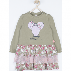 Sukienka. Szare sukienki dziewczęce marki BELLE & CUTE, z nadrukiem, z elastanu, z długim rękawem, długie, maxi. Za 24,90 zł.