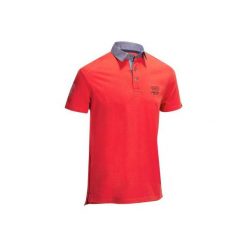 Koszulka polo jeździecka 100 męska. Czerwone koszulki męskie FOUGANZA, xl, bez wzorów, z bawełny, bez rękawów. Za 59,99 zł.