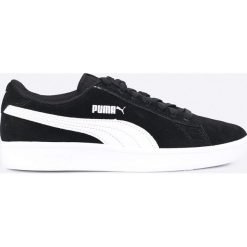 Puma - Buty Smash. Czarne trampki chłopięce Puma, bez wzorów, ze skóry, sportowe, z okrągłym noskiem, na sznurówki. Za 199,90 zł.