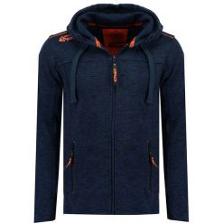 Kurtka polarowa w kolorze granatowym. Niebieskie bluzy męskie xl, z haftami, z polaru, z kapturem. W wyprzedaży za 132,95 zł.