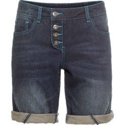 Szorty dżinsowe bonprix ciemny denim. Niebieskie jeansy damskie bonprix, bez wzorów, z jeansu. Za 54,99 zł.